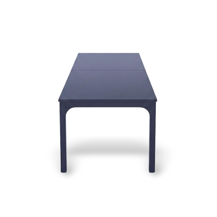 78-inch black rectangular dining table for six to eight, bold modern design.