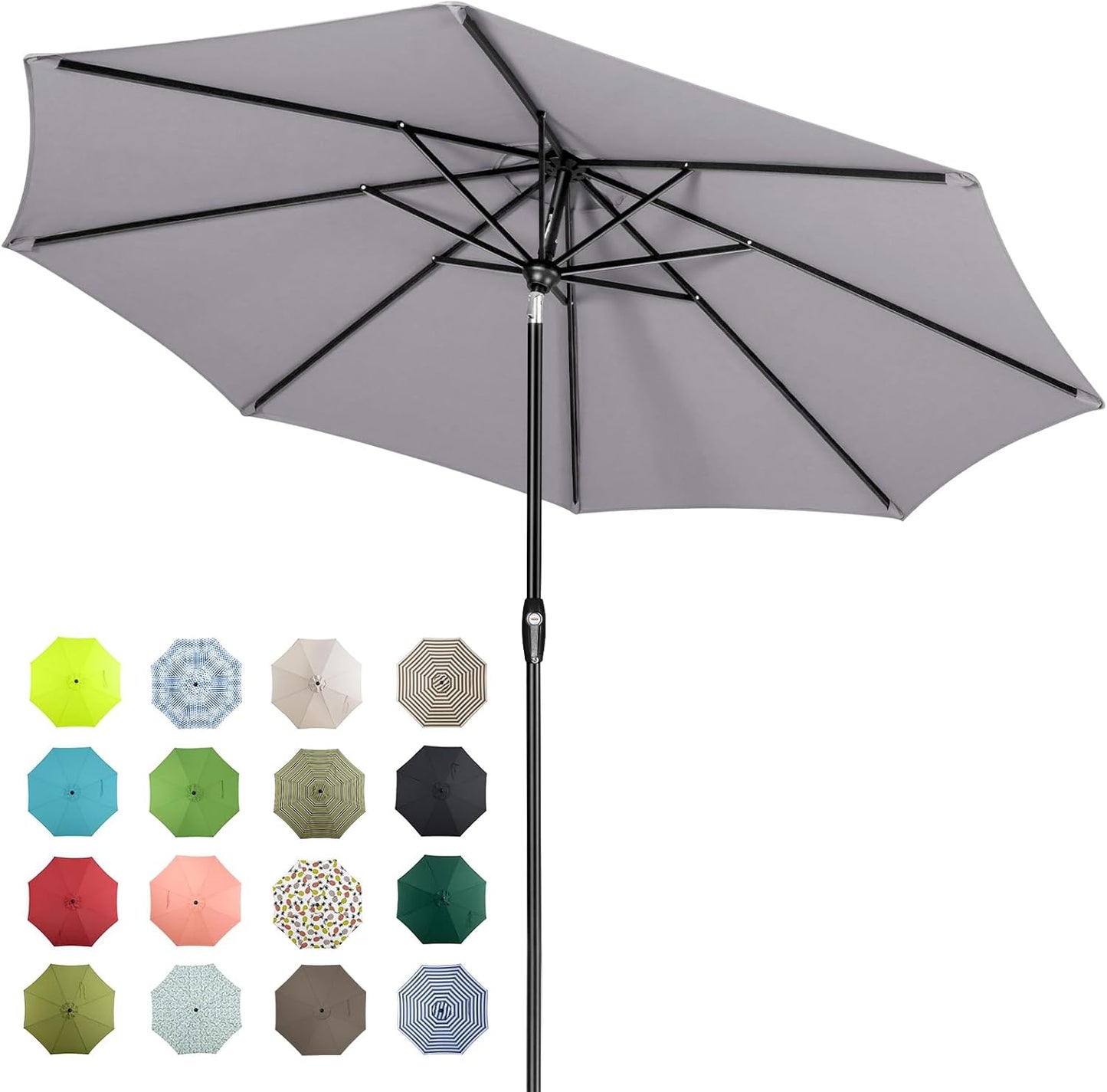 Auto-Tilt Patio Umbrella with Crank and Fade-Resistant Canopy