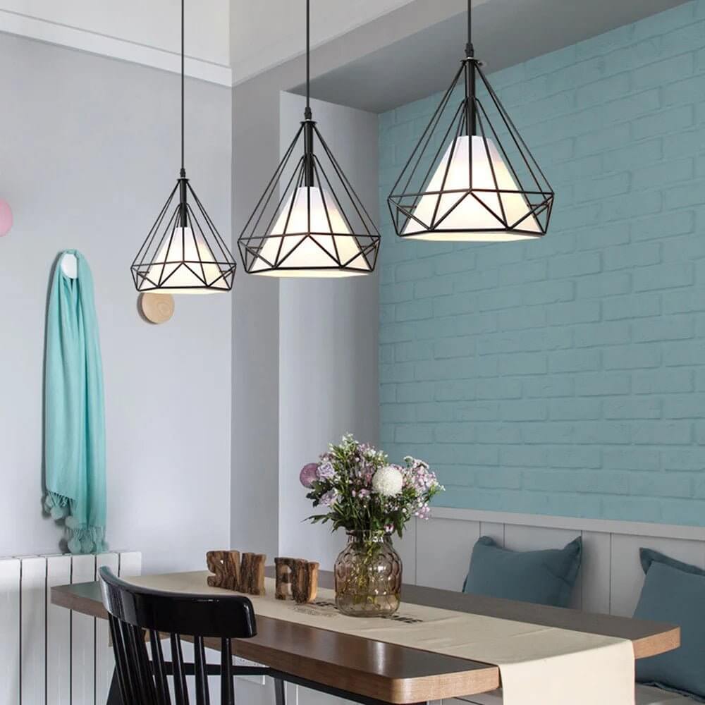 Retro Diamond Iron Cage Pendant Lamp