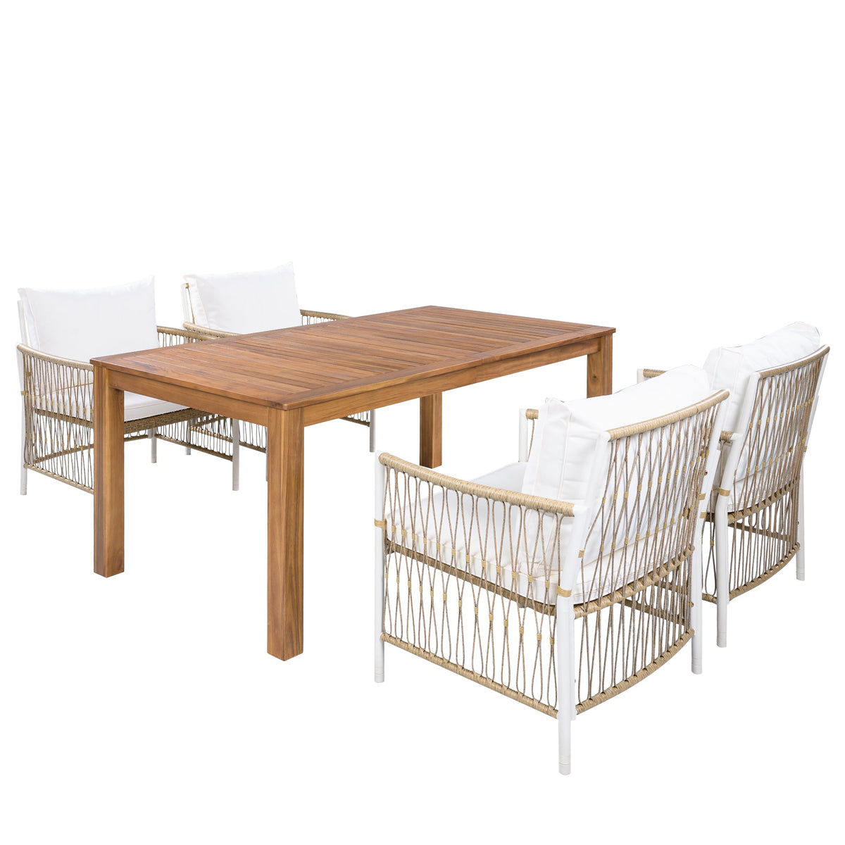 5-Piece Wood Outdoor Dining Set With 67 Inch Table