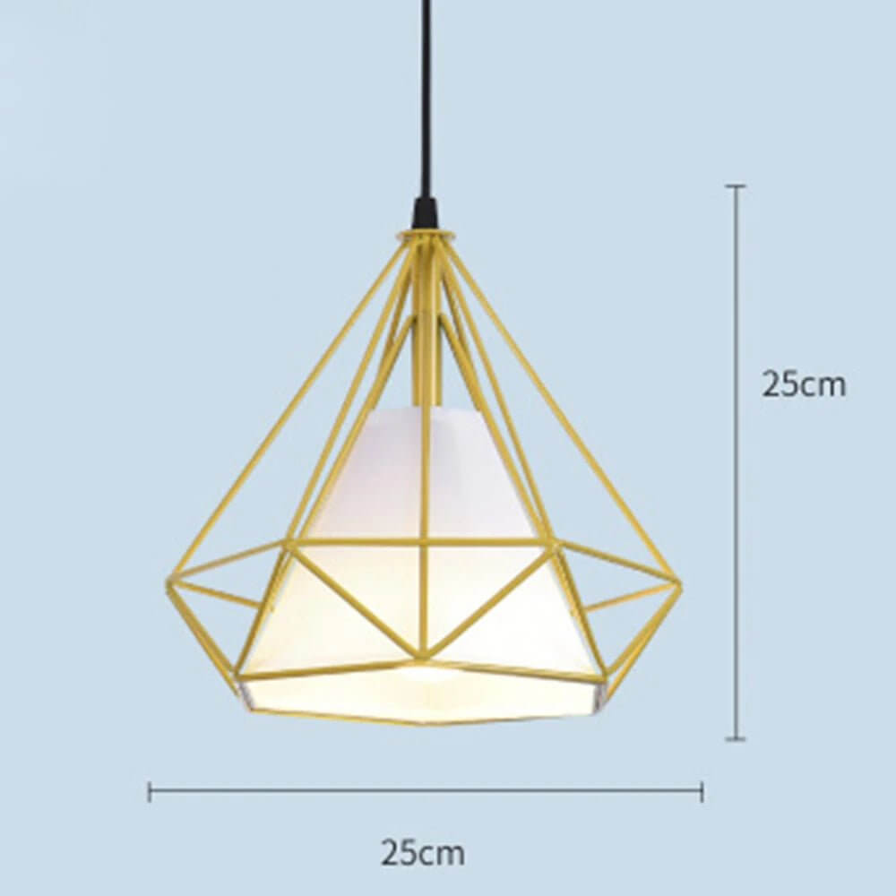 Retro Diamond Iron Cage Pendant Lamp