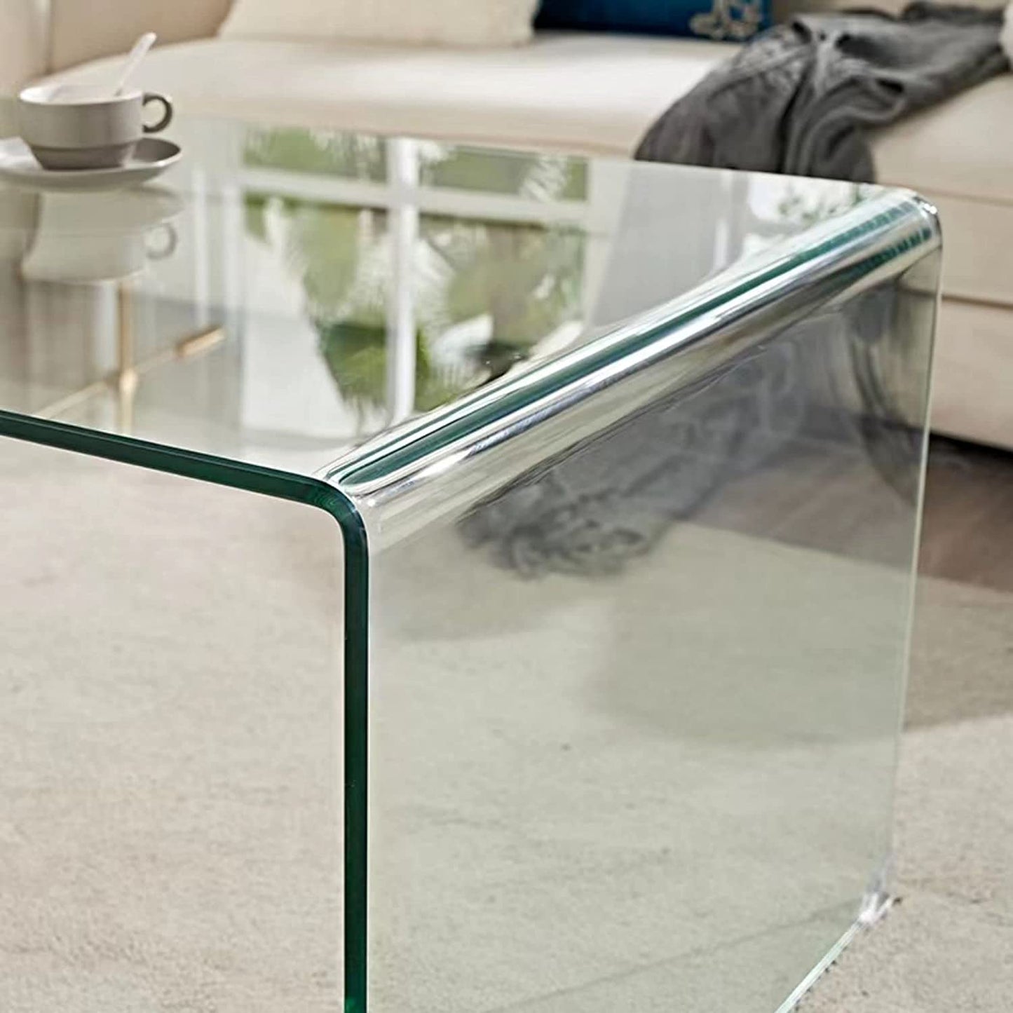 Stylish Coffee Table with Clear Glass Top