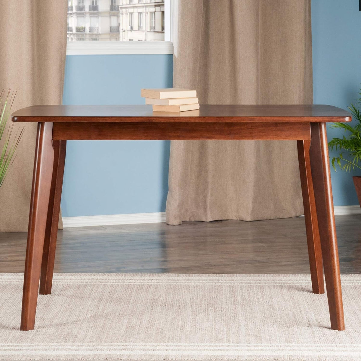 Shaye Walnut Dining Table in Solid Wood, 47.2 Inch Long