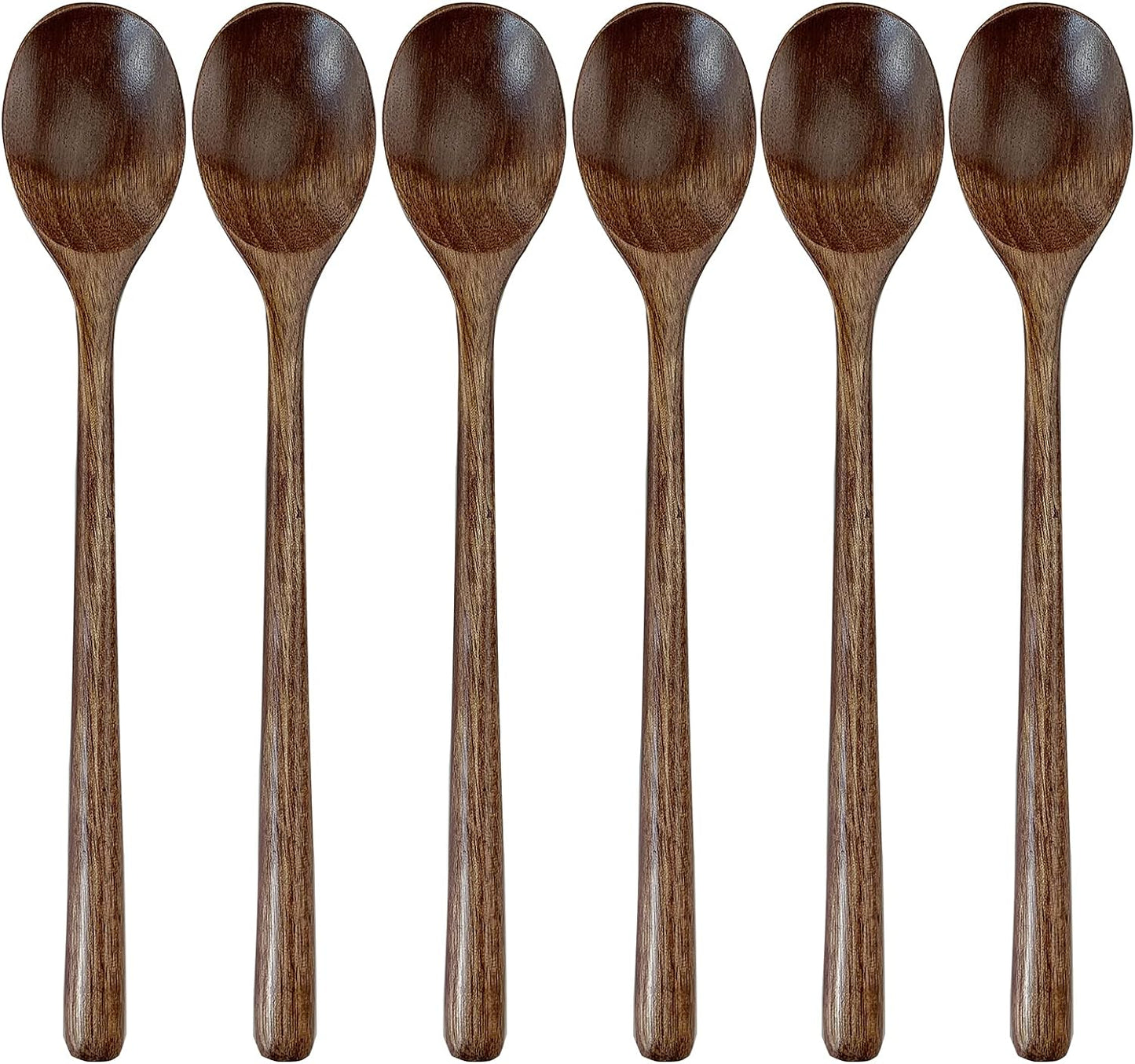 6-Piece Wooden Soup Spoons with Long Handles