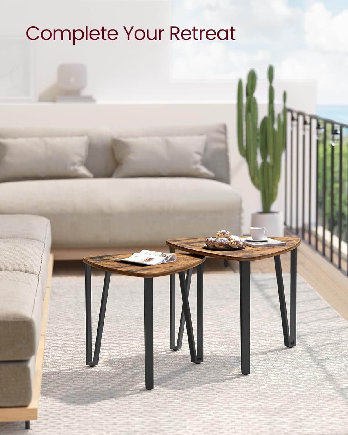 Rustic Brown and Black Coffee Table Set