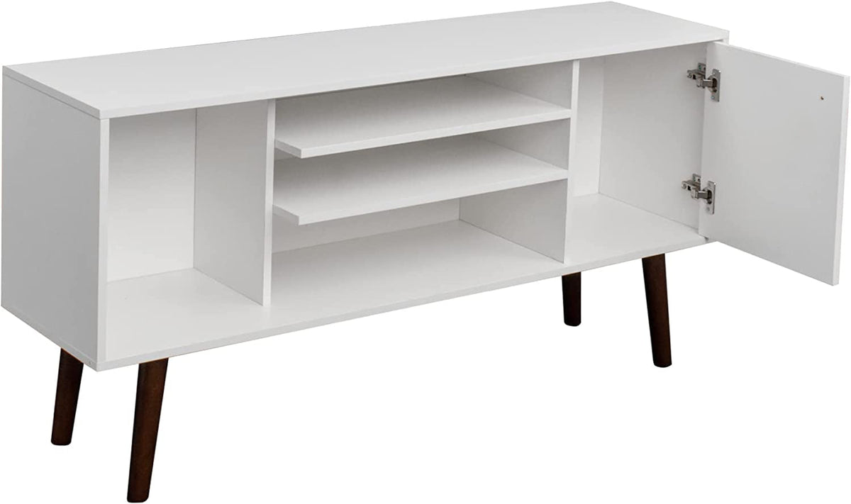 Farmhouse TV Stand 65 Inch With Enclosed Storage Cabinet