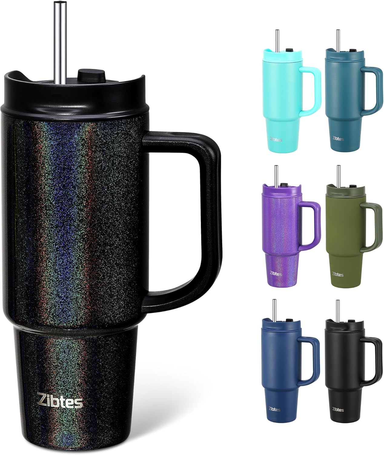 Insulated Tumbler with Handle and Straw Lid