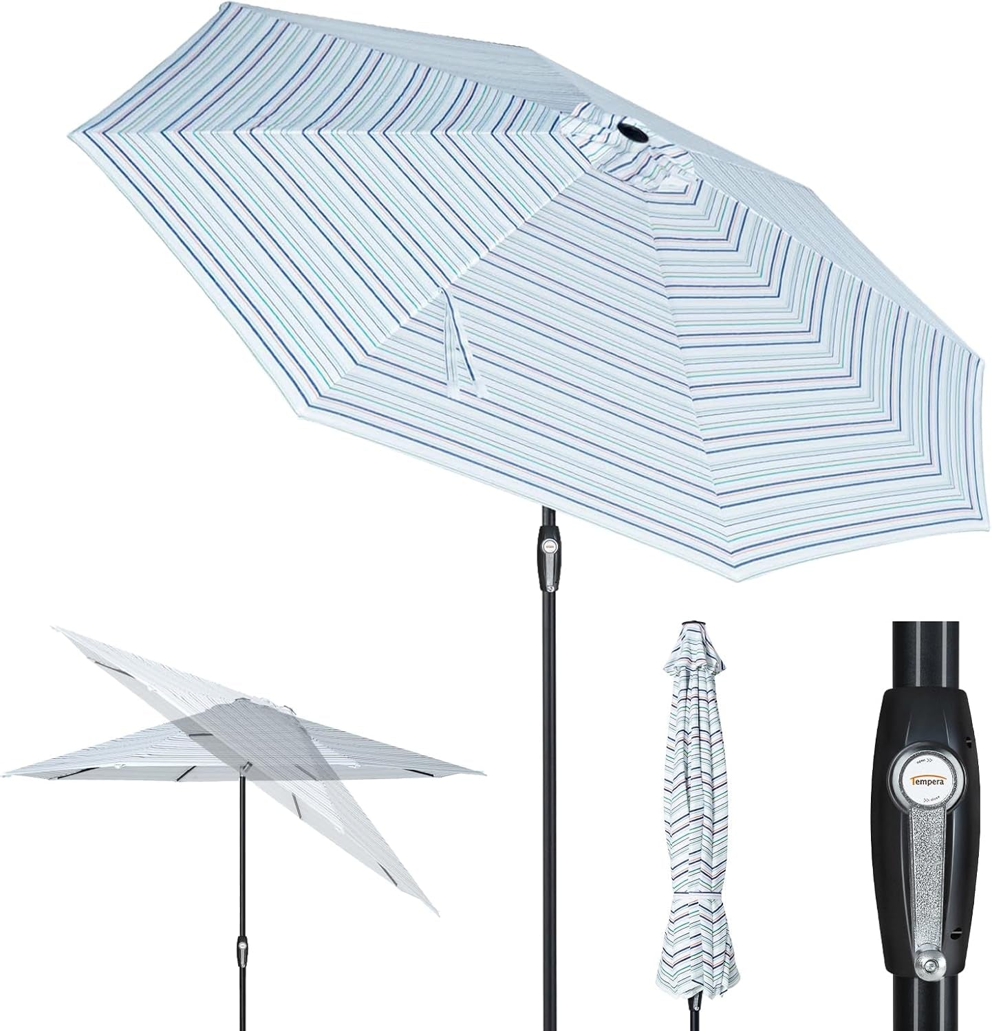 Auto-Tilt Patio Umbrella with Crank and Fade-Resistant Canopy