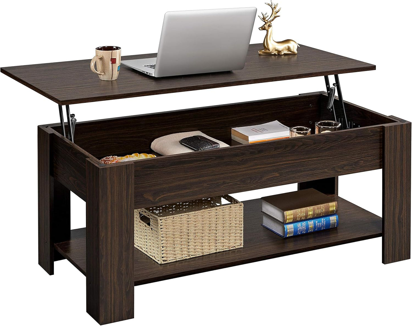 Lift-Top Coffee Table with Storage Shelf