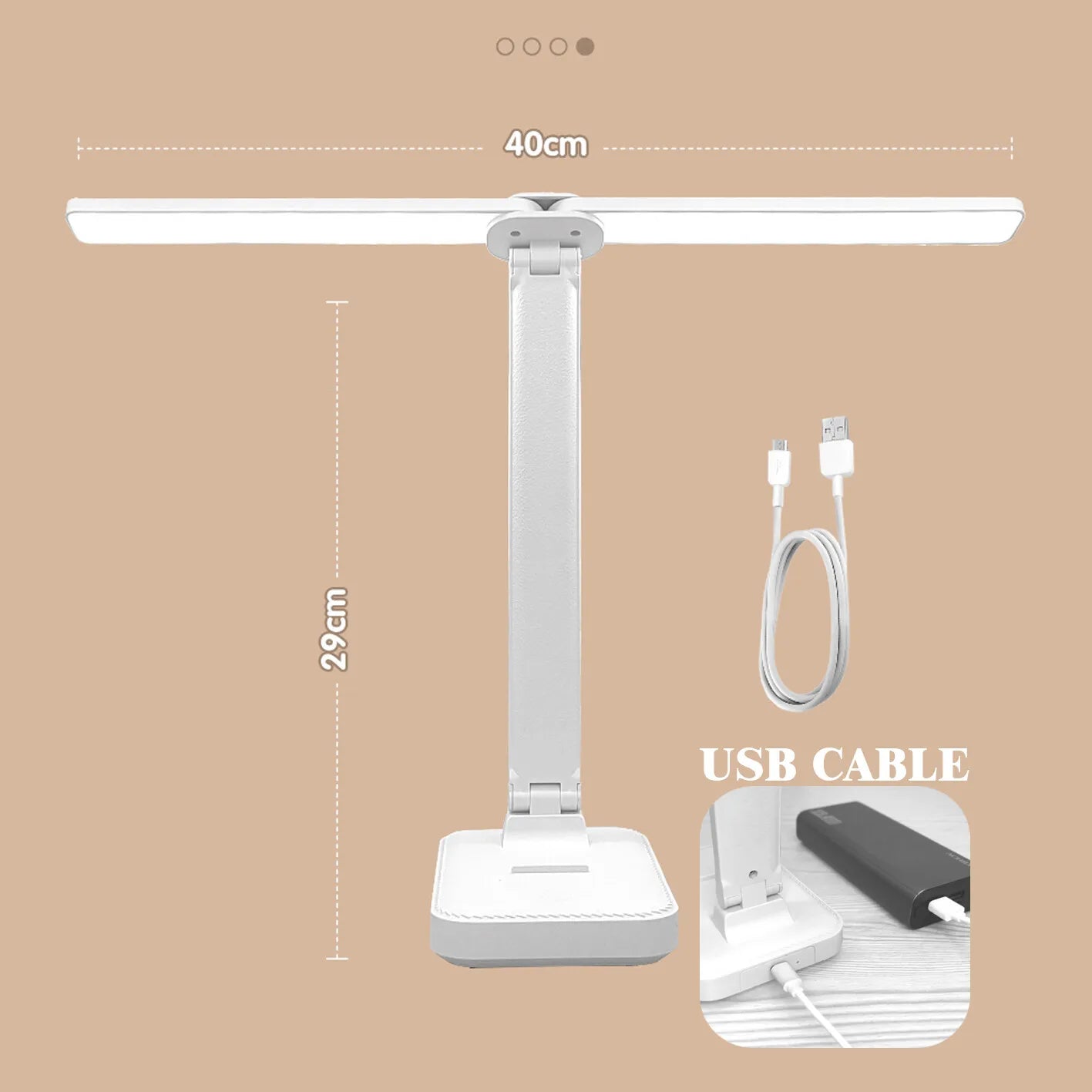 LED Desk Lamp USB Rechargeable Table Lamp 3 Levels Dimmable Touch Desk Lighting Eye Protection Foldable for Bedroom Desk Light