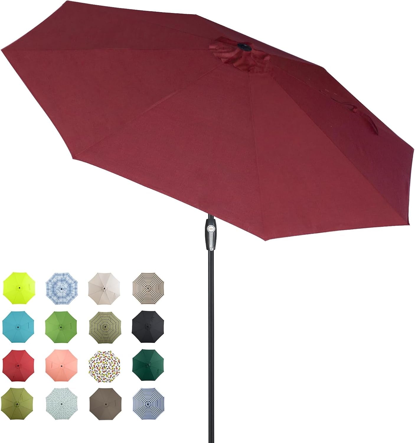 Auto-Tilt Patio Umbrella with Crank and Fade-Resistant Canopy