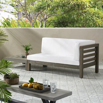 Acacia Wood Loveseat Set with Slatted Coffee Table, 2-Seat