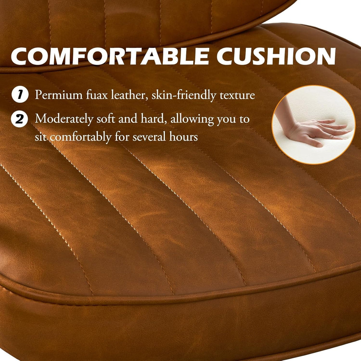 Brown Desk Chair With Wheels and Adjustable Armrests