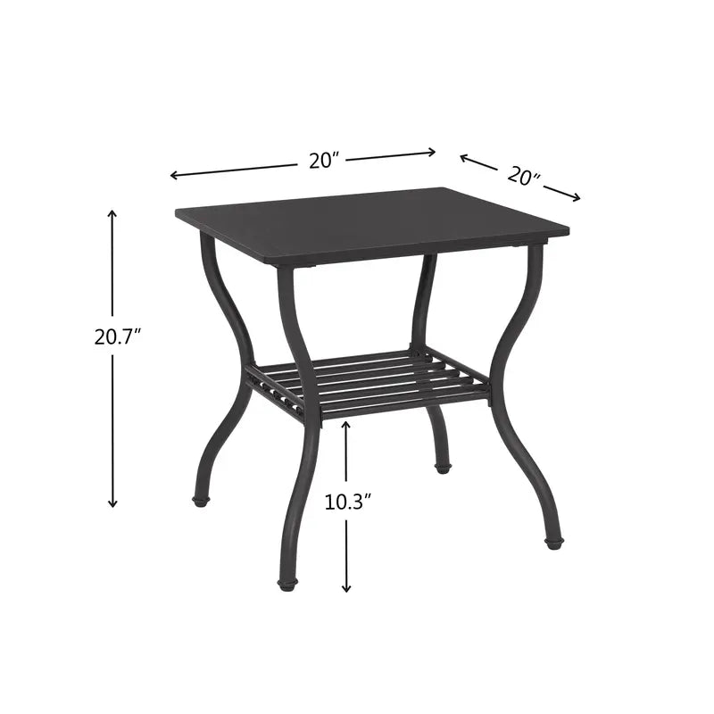 DOOME 3 Pcs Coffee Table Set Metal Rectangle Tea Table with 2 Square End Side Table Retro Design Coffee Table with Sturdy Base for Living Room Decor