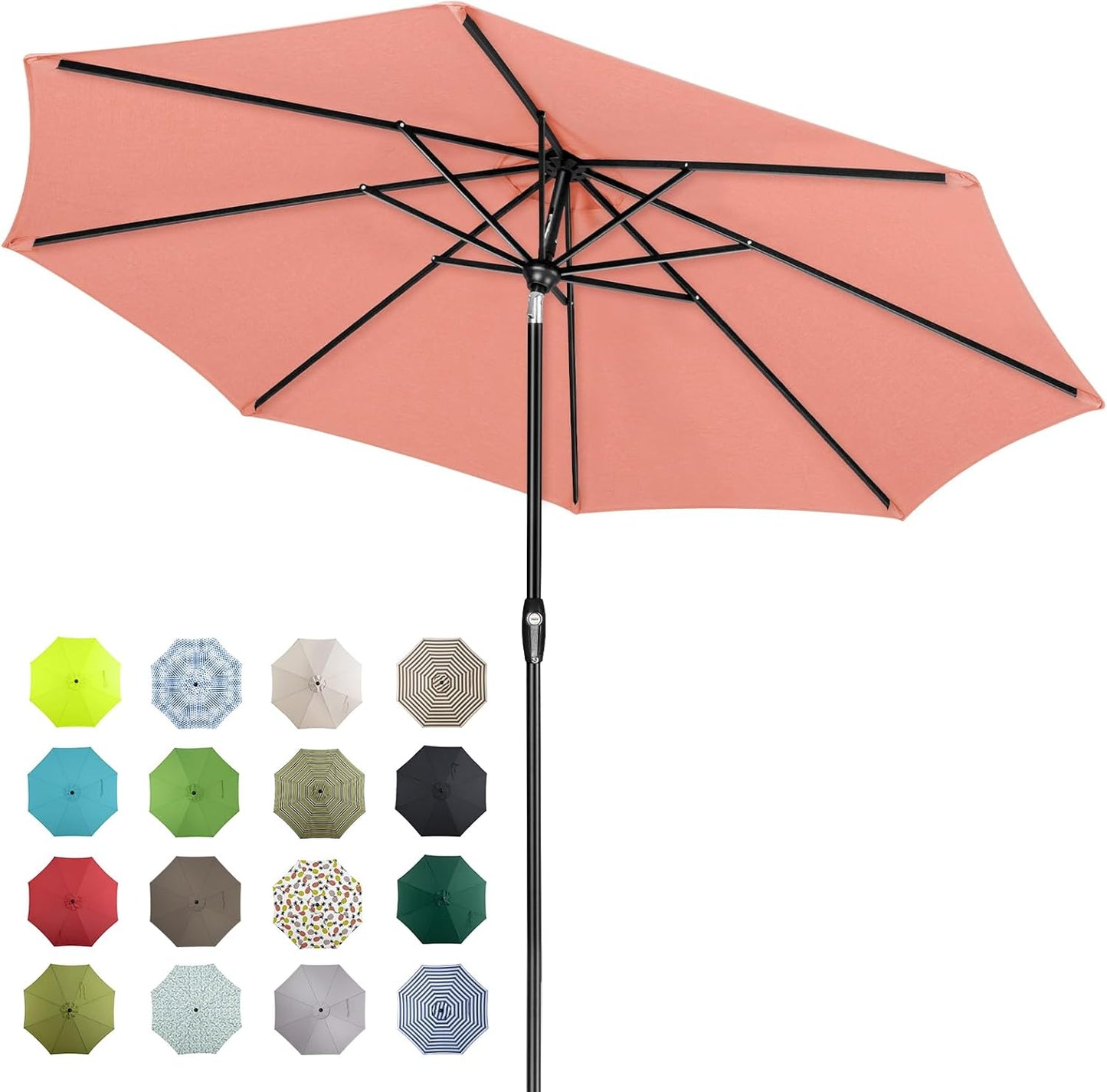 Auto-Tilt Patio Umbrella with Crank and Fade-Resistant Canopy