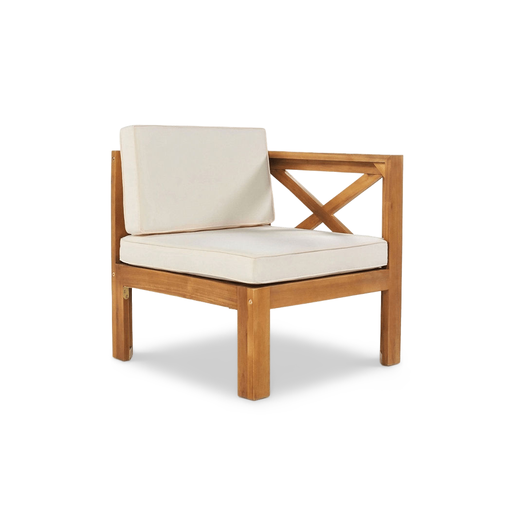 single corner sofa piece with cushions, configured separately