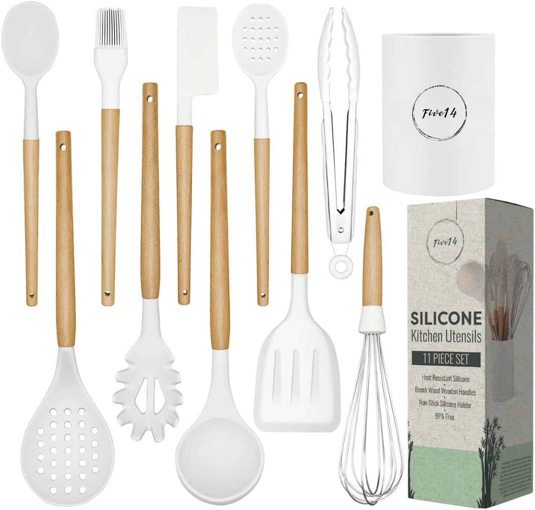 11-Piece Silicone Kitchen Utensil Set with Holder