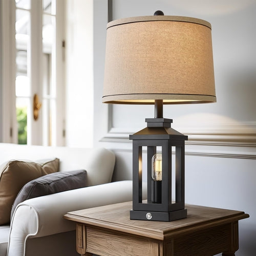 Retro Black Table Lamps Set of 2 With Touch Control and USB