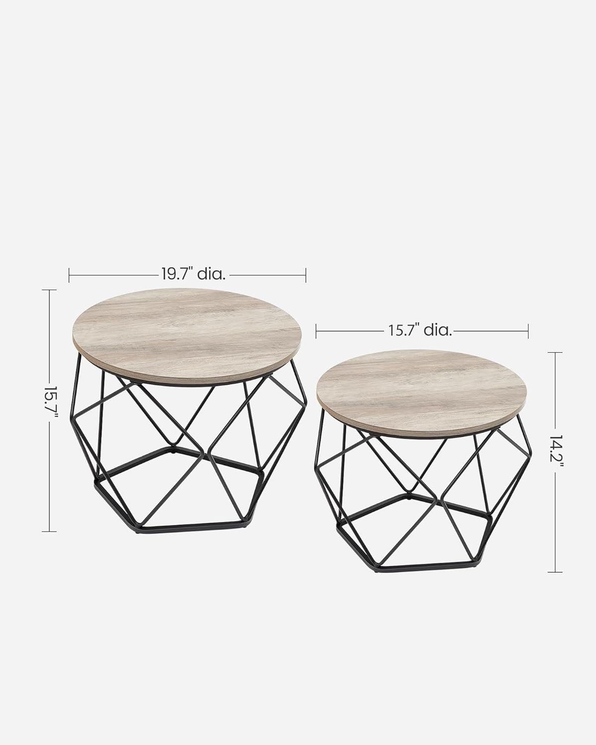 2-Piece Round Coffee Table Set with Steel Frame