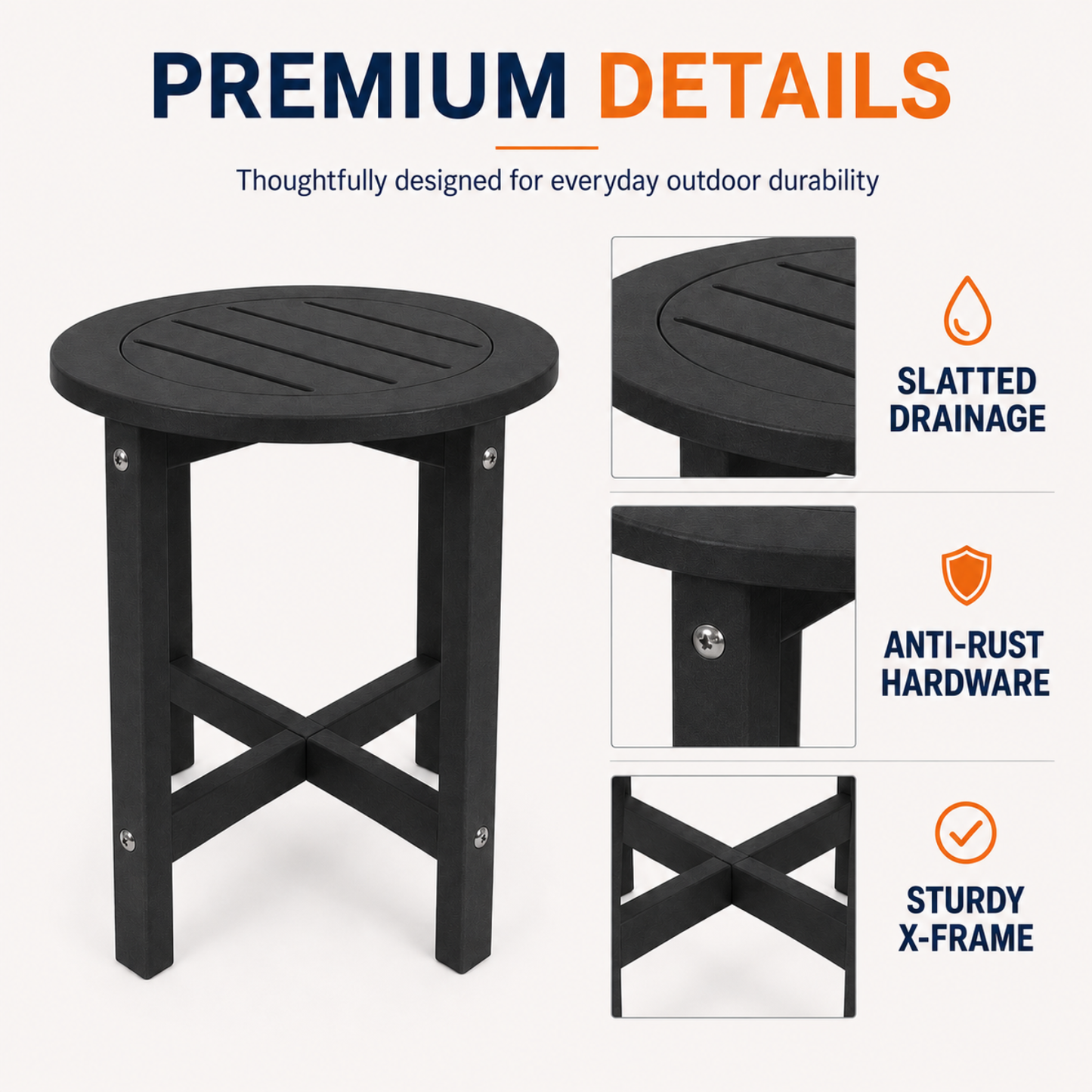 Verde Luxe HDPE All Weather Round Outdoor Side Table