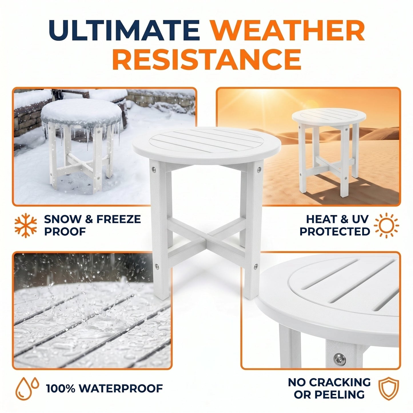 Verde Luxe HDPE All Weather Round Outdoor Side Table