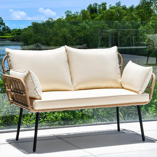 All-Weather Wicker Large Loveseats Patio 