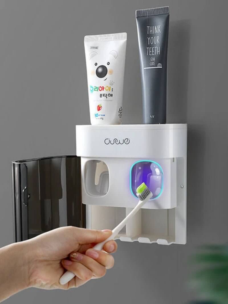 Magnetic Wall - Mounted Toothbrush Holder with Automatic Toothpaste Dispenser