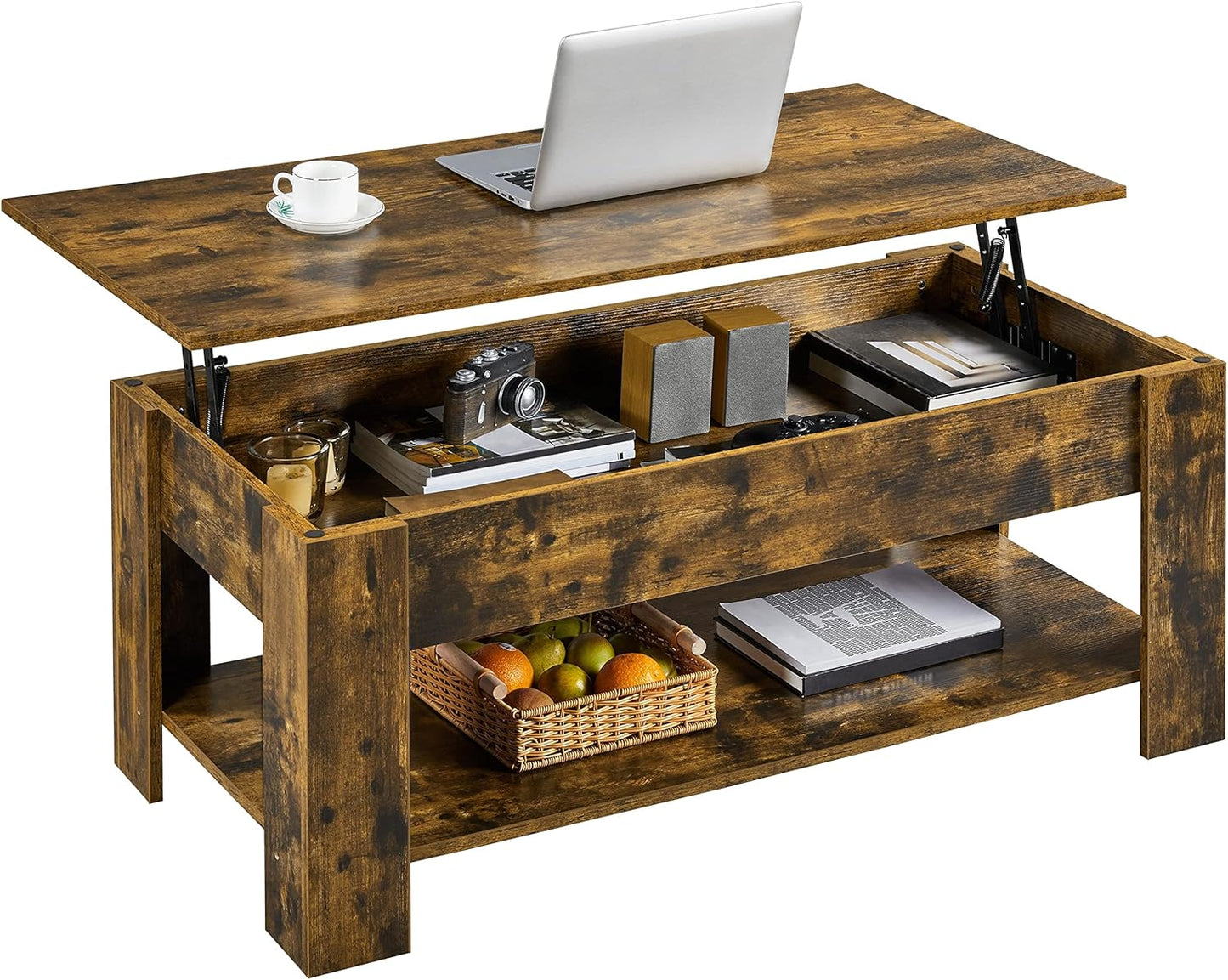 Lift-Top Coffee Table with Storage Shelf