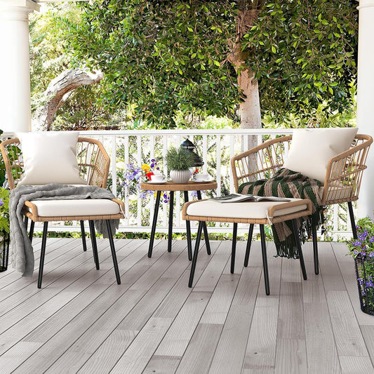 Patio Bistro Set with Footrest and Table