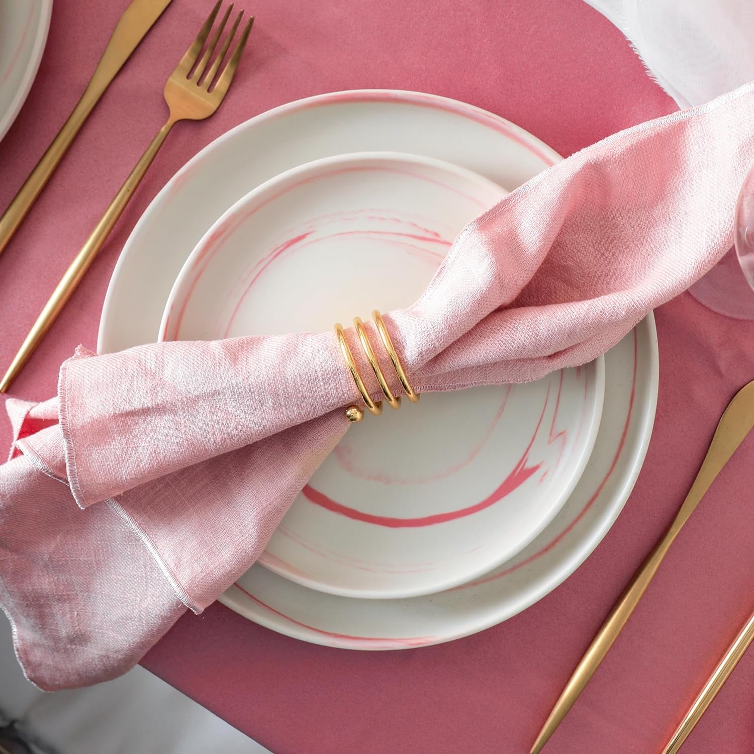 Elegant Pink Porcelain Dinnerware Set