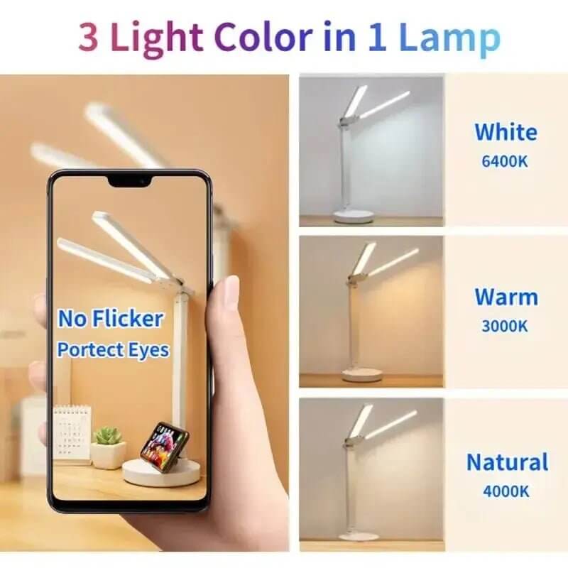 Flexible Dual - Head LED Desk Lamp with Clock