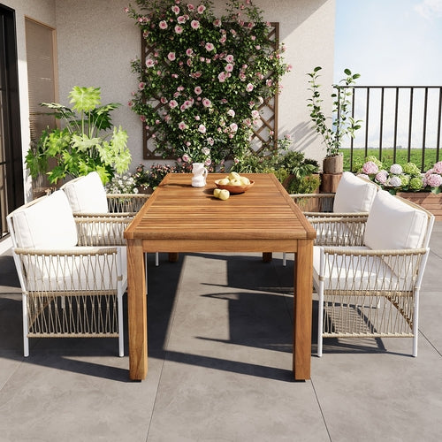 5-Piece Wood Outdoor Dining Set With 67 Inch Table