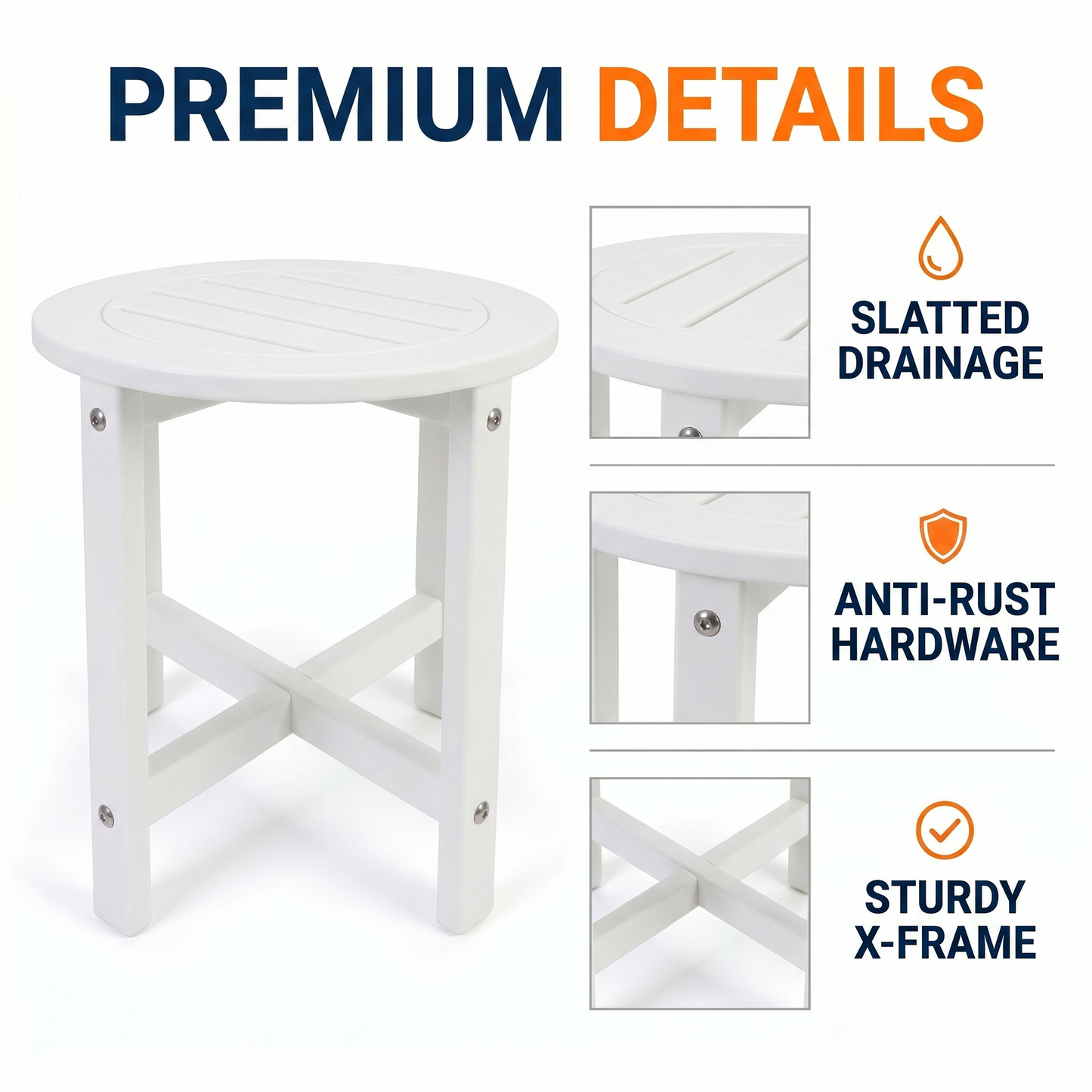 Verde Luxe HDPE All Weather Round Outdoor Side Table