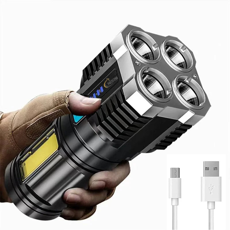 Waterproof Rechargeable Flashlight with COB Light