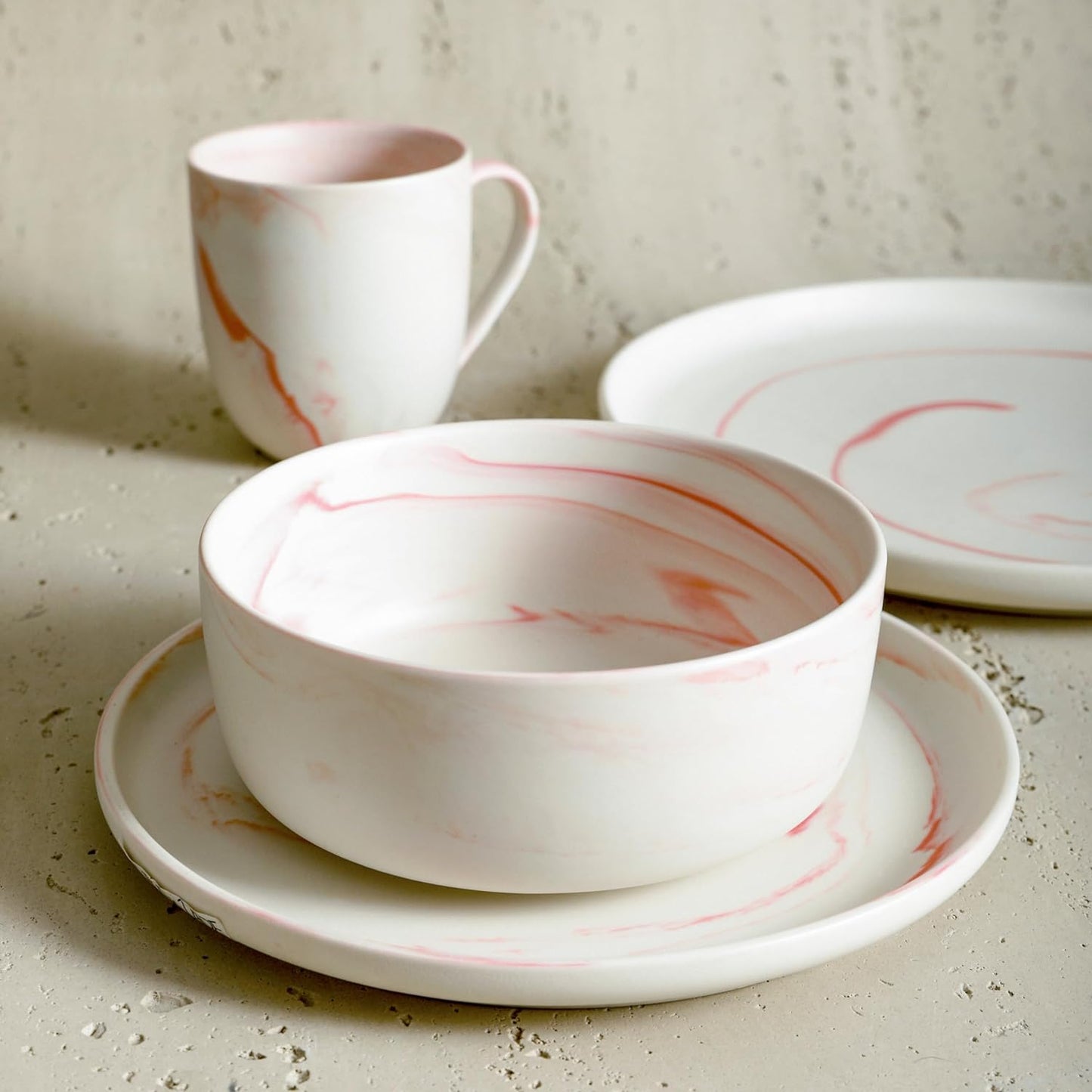 Elegant Pink Porcelain Dinnerware Set