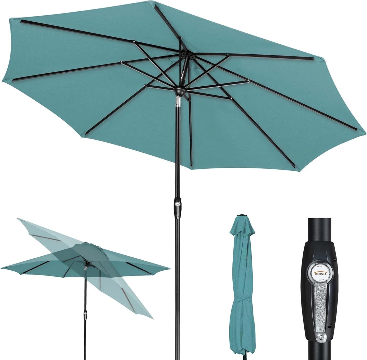 Auto-Tilt Patio Umbrella with Crank and Fade-Resistant Canopy