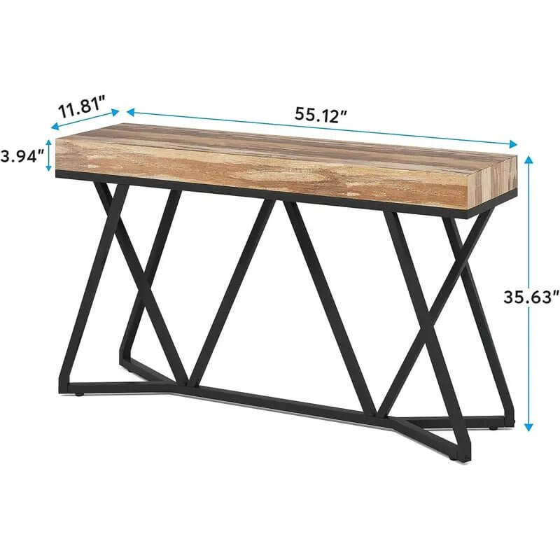 Farmhouse Console Table with Unique Metal Base