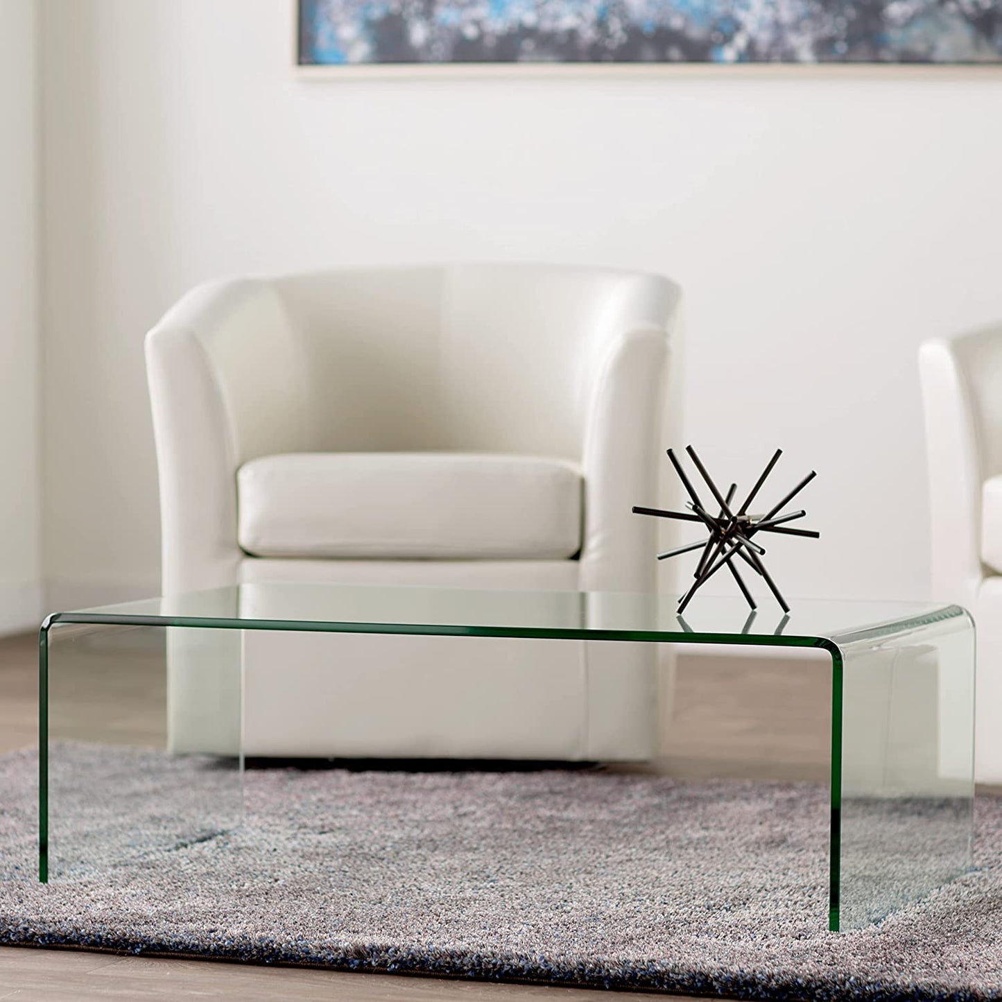 Stylish Coffee Table with Clear Glass Top