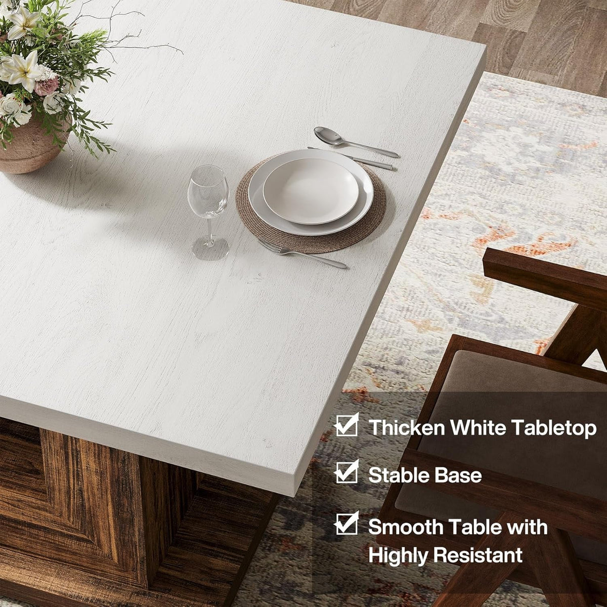 47 Inch Pedestal Dining Table for Small Kitchens and Nooks
