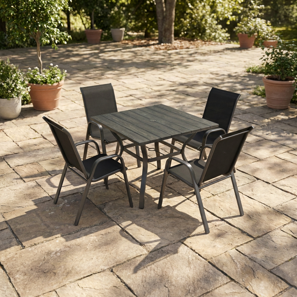 5-piece patio dining set, antique black, environmental