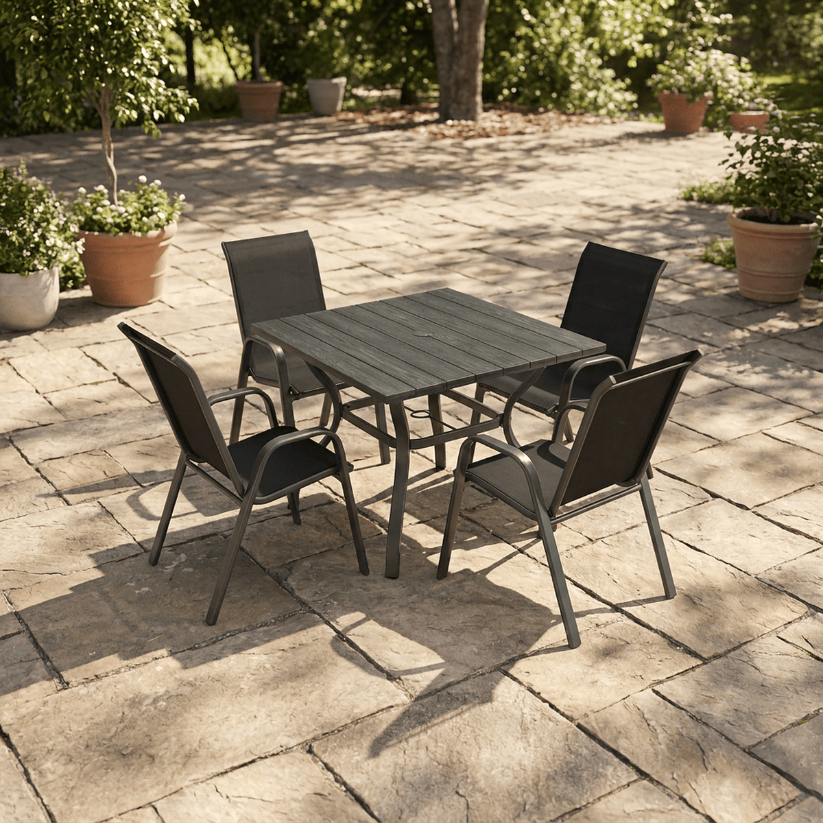 5-piece patio dining set, antique black, environmental