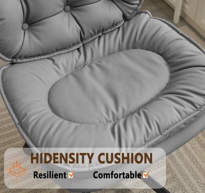 Armless office desk chair with large caster wheels and cushion for effortless mobility on carpet, tile, and (feature callout)