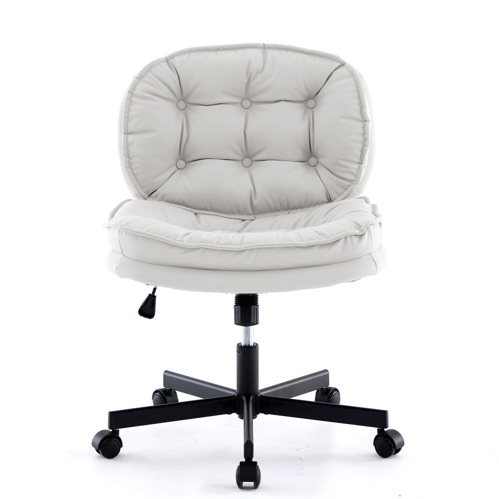 Armless office desk chair with large caster wheels for effortless mobility across carpet, tile, and wood.