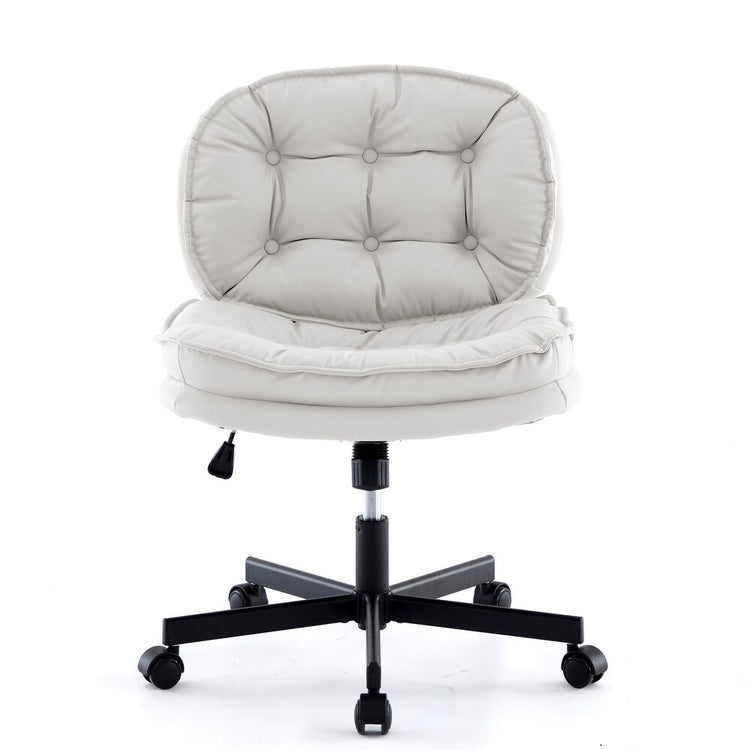 Armless office desk chair with large caster wheels for effortless mobility across carpet, tile, and wood.