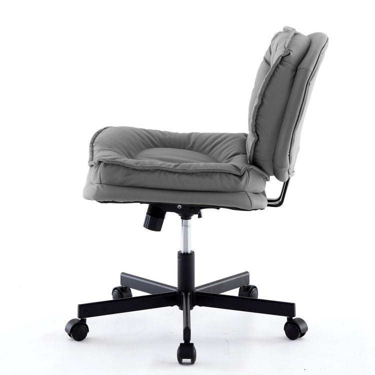 Armless office desk chair with oversized caster wheels, cushioned seat, and a five-star base for easy mobility.