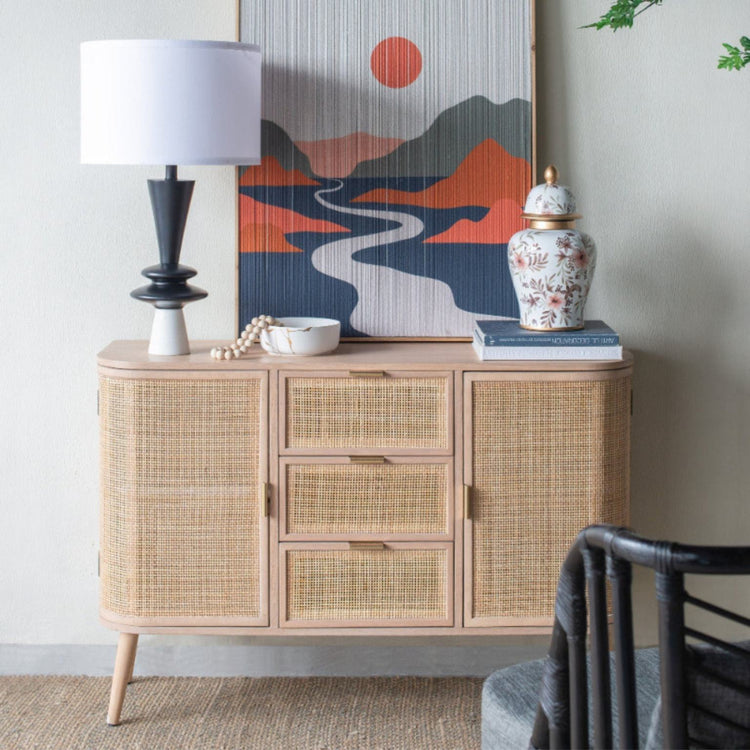 Black Aluminum Table Lamp With Two Disc Accents