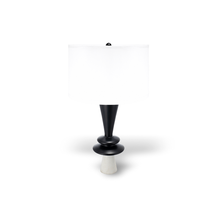 Black Aluminum Table Lamp With Two Discs