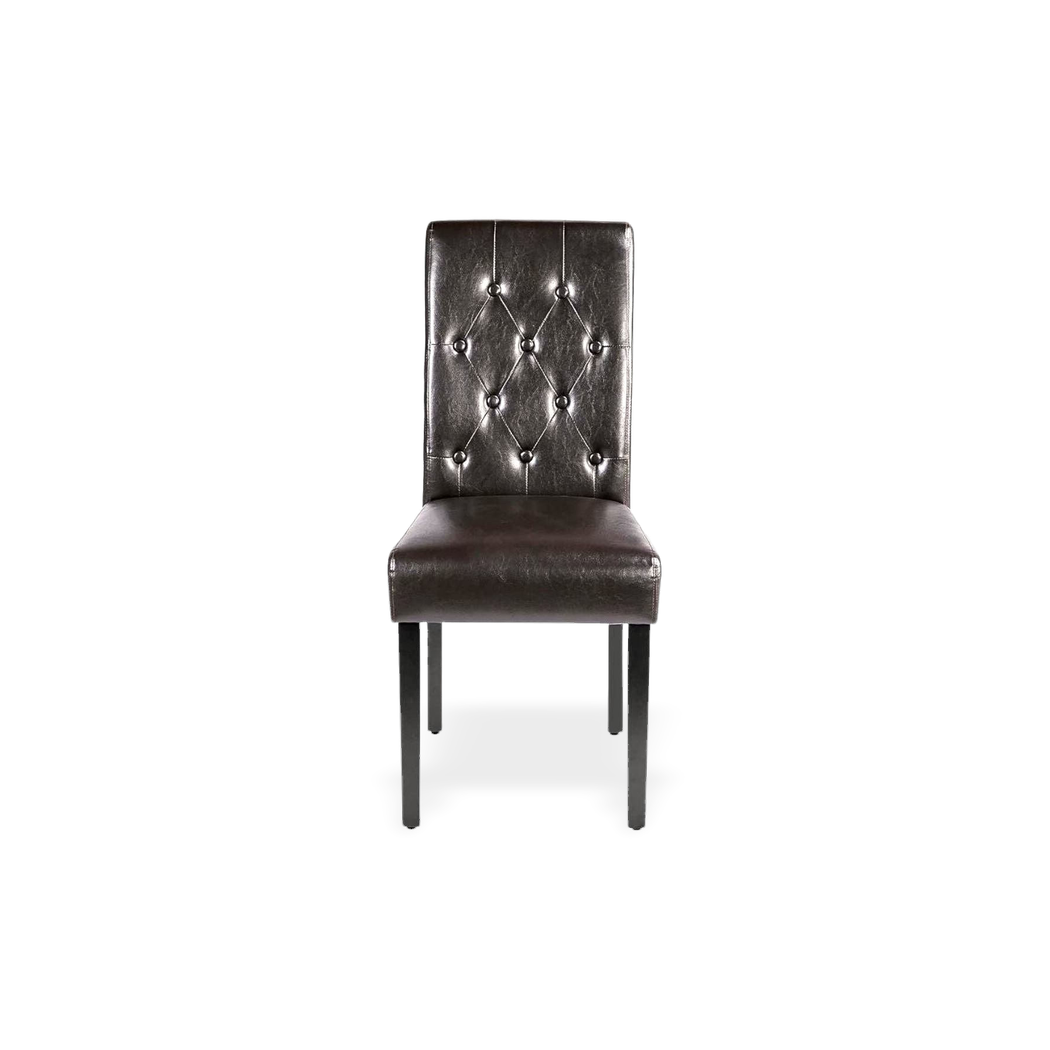 Faux Leather Wood-Frame Dining Chair, Set of 2 Tufted