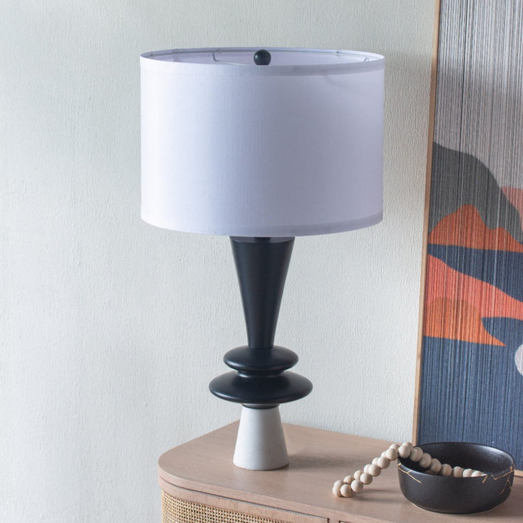 D15x26.7 Black Aluminum Table Lamp With Two Disc Accents