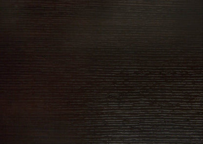 Dark brown wood grain desk surface.
